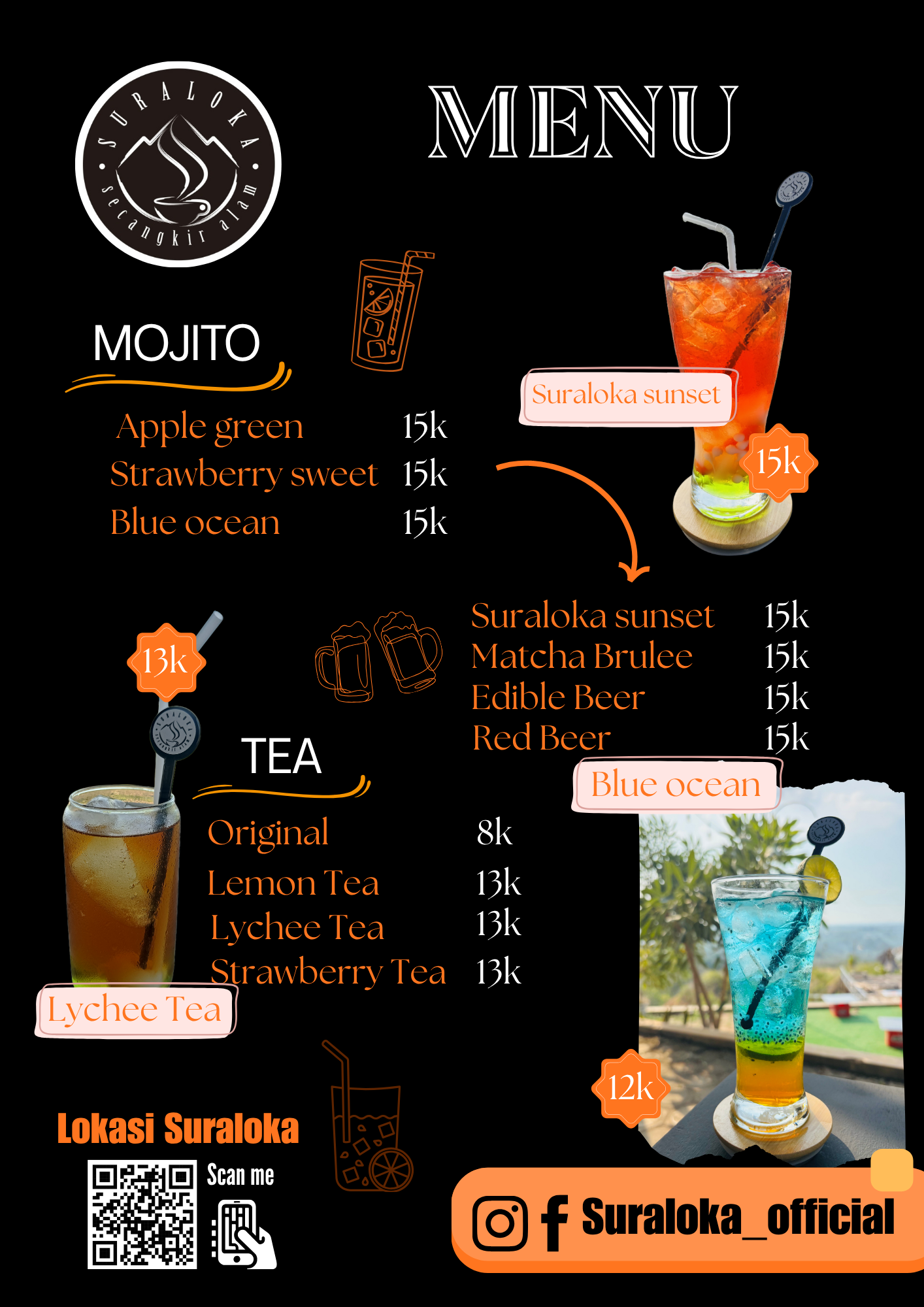Menu mocktail dan minuman segar SURALOKA